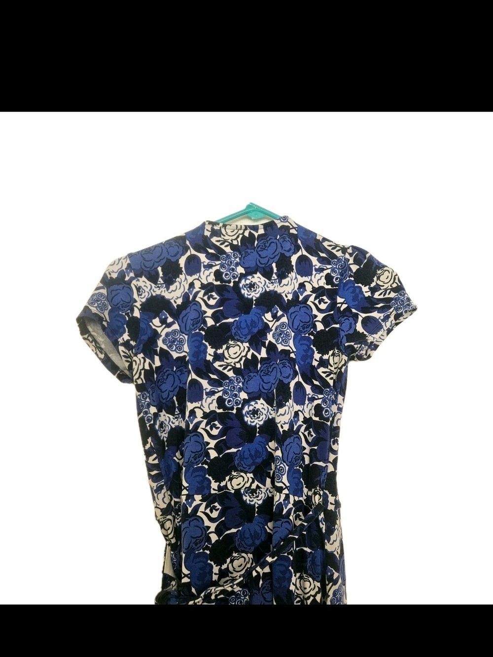 Boden Blue Floral Jersey Wrap Dress US 4R UK 8R Short Sleeve V-Neck Knee Length - Picture 4 of 5